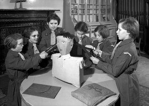 Members of the Royal Victoria School for the Blind Brownie Pack Working Together, Newcastle upon Tyne, UK, January 1962